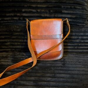 Men's Brown Leather Crossbody Bag - Classic Satchel